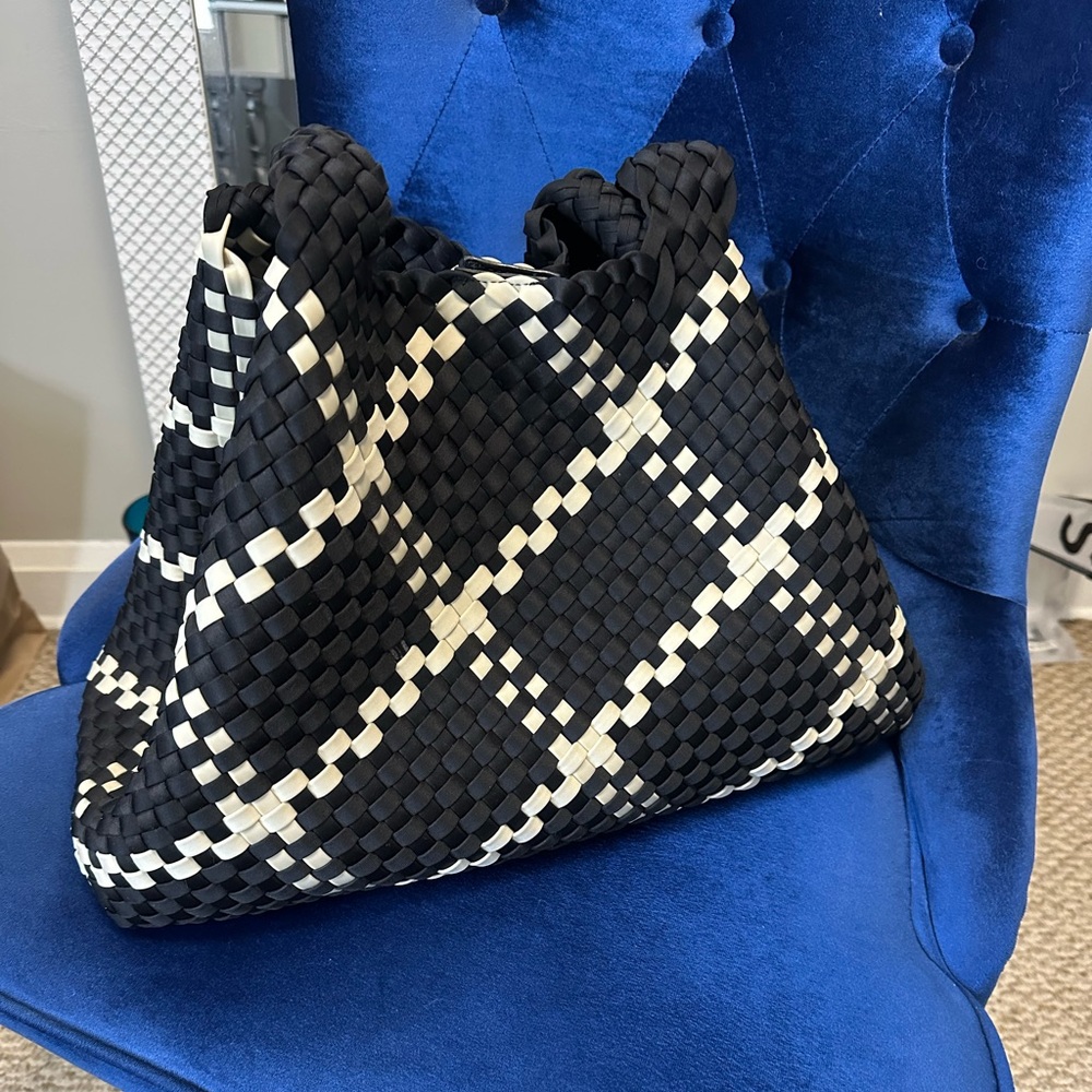 Black and White Woven Tote Bag
